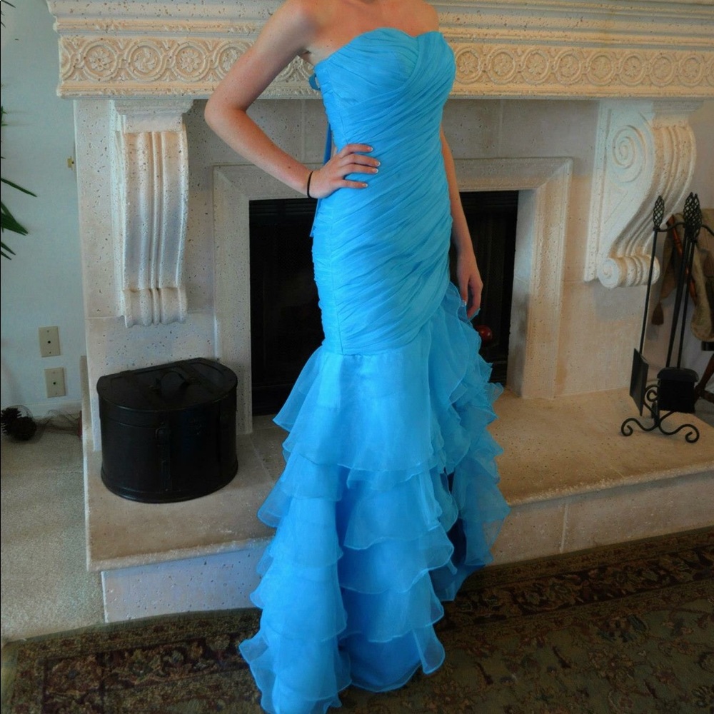 Blue Chiffon mermaid prom dress